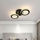 Lustra LED cu telecomanda si cristal NOVA ROTONDA 29W, 2 Cercuri, lumina Rece/Calda/Neutra, Dimabila, Negru ModernLight Concept