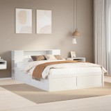 VidaXL Cadru de pat fără saltea, alb, 140x200 cm, lemn masiv pin