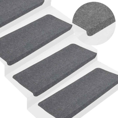 vidaXL Covorașe scări autoadezive, 15 buc., gri, 65x24,5x3,5 cm 343479 foto