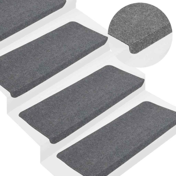 vidaXL Covorașe scări autoadezive, 15 buc., gri, 65x24,5x3,5 cm 343479