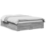 Cumpara ieftin Cadru de pat cu sertare gri sonoma 140x190 cm lemn prelucrat