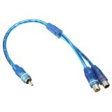 Cablu RCA Tata - 2 RCA Mama , 10 cm , Premium Quality , Albastru