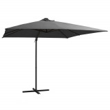 Umbrelă suspendată cu LED, st&acirc;lp din oțel, antracit, 250x250 cm, vidaXL