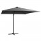Umbrelă suspendată cu LED, st&acirc;lp din oțel, antracit, 250x250 cm