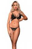 Set Sutien&amp;Bikini Crotchless Dantela Neagra S/M