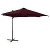 VidaXL Umbrelă &icirc;n consolă cu st&acirc;lp și LED-uri, roșu bordo, 300 cm 312334