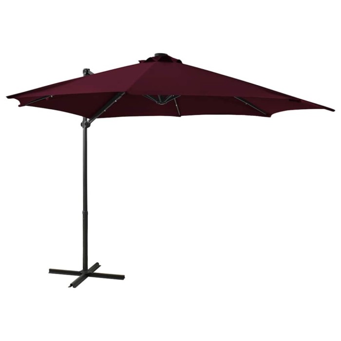 vidaXL Umbrelă &icirc;n consolă cu st&acirc;lp și LED-uri, roșu bordo, 300 cm 312334