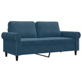 Cumpara ieftin Canapea cu 2 locuri, albastru, 140 cm, catifea