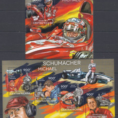 Africa Centrala 2014 - MASINI RALIURI F1 - MICHAEL SCHUMACHER - BL+KB - MNH