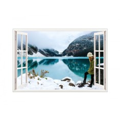 Sticker decorativ, Fereastra 3D, Lac, 85 cm, 560STK