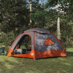 vidaXL Cort cu dom și plapumă detașabilă Gri și Portocalie 4 persoane 42017375