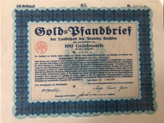 100 Goldmark Titlu de stat Germania 1930 foto
