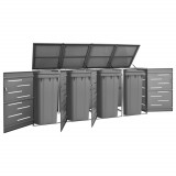 Cumpara ieftin Magazie pentru patru pubele 276,5x77,5x112,5 cm oțel inoxidabil