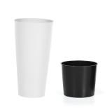 Ghiveci din plastic Tubus Slim, cu masca, rotund, alb, D 30 cm