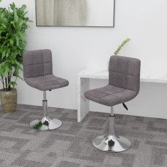 vidaXL Scaune de bucătărie pivotante, 2 buc., gri taupe, textil