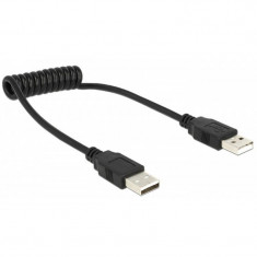 Cablu Delock USB 2.0 Male tip A - USB 2.0 Male tip A 0.6m spiralat negru foto