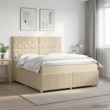 Cumpara ieftin Pat boxspring cu saltea cu headboard Crem 160 x 200 cm Tesatura