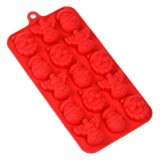 Formă Cupcake, Silicon Rosie, 15 Spatii, Modele de Crăciun, 20x10.5x1.5 cm, Oem
