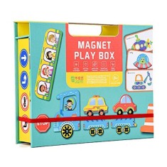 Joc educativ cu piese puzzle magnetice, vehicule, 7Toys