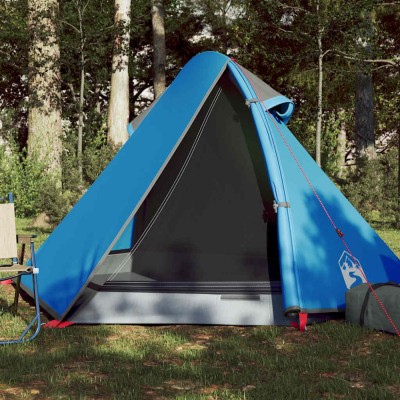 Cort de camping cupolă pentru 2 persoane, albastru, impermeabil foto