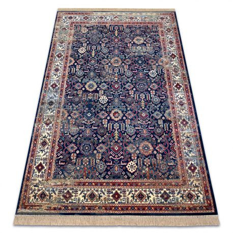 Covor Windsor 22993 ORNAMENT, VINTAGE, FRANJURI albastru inchis / fildeş, 60x100 cm