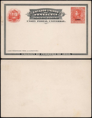 Venezuela - Postal History Rare Old UNUSED Postcard OVERPRINT DB.265 foto
