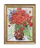 Cumpara ieftin Tablou celebru inramat pictat manual, Vaza cu margarete si maci - 45x35cm ulei pe panza reproducere Vincent van Gogh