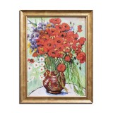 Tablou celebru inramat pictat manual, Vaza cu margarete si maci - 45x35cm ulei pe panza reproducere Vincent van Gogh