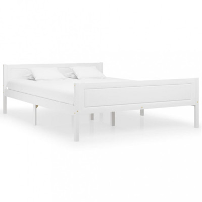 Cadru de pat, alb, 160x200 cm, lemn de pin masiv foto