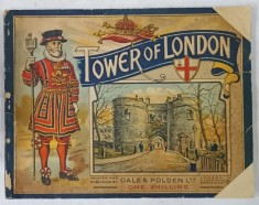 TOWER AND LONDON , SOUVENIR ALBUM , TEXT IN LIMBA ENGLEZA , CCA. 1900 , COPERTA CU PETE SI URME DE UZURA