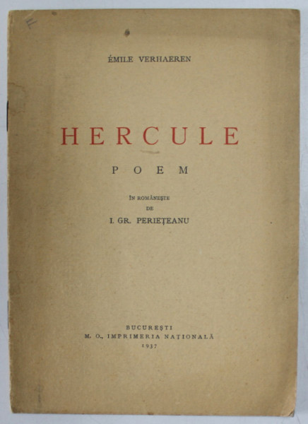 HERCULE, POEM - EMILE VERHAEREN, BUC. 1937