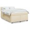 vidaXL Pat continental cu saltea, crem, 140x200 cm, material textil 3288230