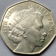 50 pence 2021 Isle of Man, QEII 95th Birthday, Bust from 1950, km#1708, 10.000ex