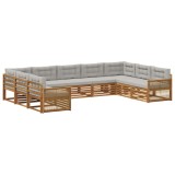 vidaXL Set de canapele de exterior 9 pcs Natural și gri deschis 3383839