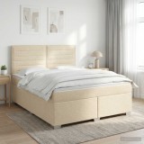 Cumpara ieftin Pat boxspring cu saltea cu headboard Crem 160 x 200 cm Tesatura