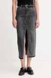 Gaudi fustă jeans culoarea gri, maxi, drept, 521BD76004