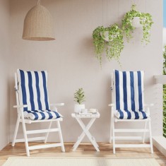 vidaXL Perne de scaun spatar inalt, 2 buc. dungi albastre&amp;amp;albe, textil foto