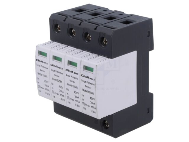 Limitator de supratensiuni QOLTEC Tip 2 Poli 4 pentru şină DIN IP20