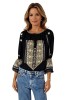 Bluza tip ie dama R24, negru/auriu marimea S, Casual, Bumbac