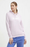 Cumpara ieftin Puma bluză femei, culoarea violet, cu glugă, imprimeu, 586797