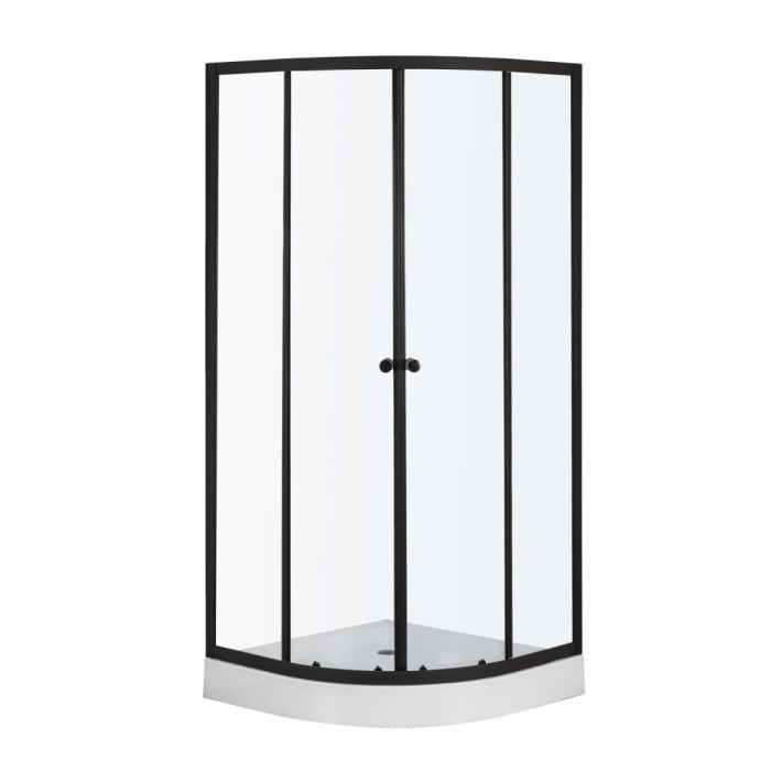 Cabină de duș curbată Leo 80 neagră cu cădiță de duș