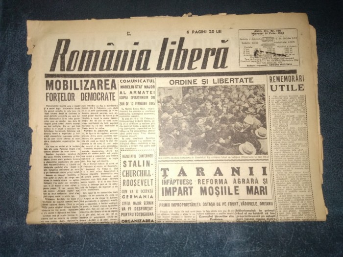 ZIAR ROMANIA LIBERA 14 FEBRUARIE 1945