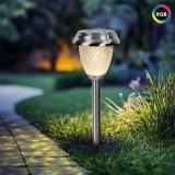 Lampa Solară Stick Argintiu cu Iluminare RGBW pentru Grădini, CMCLASS