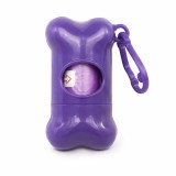 Dispenser Pungi Igienice pentru C&acirc;ini, Formă de Os, cu Clemă, Mov
