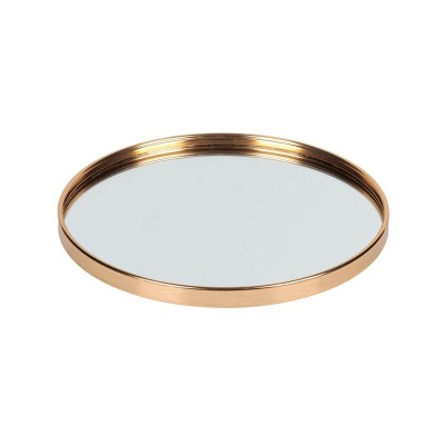 Suport pentru lumanari, Tava rotunda cu oglinda, Auriu, 24x1.5 cm, ATU-086091 foto