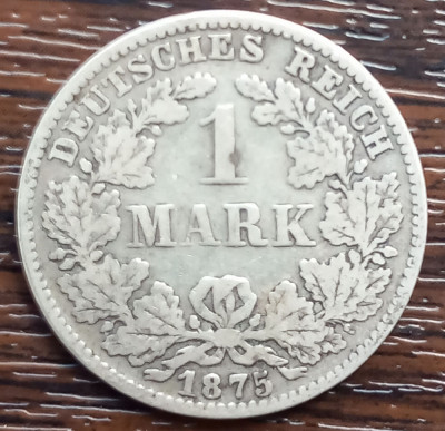 (A216) MONEDA DIN ARGINT GERMANIA - 1 MARK 1875, LIT C, PURITATE 900, NECURATATA foto