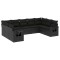 Set mobilier de gradina cu perne, 9 piese, negru, poliratan