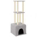 Cumpara ieftin Ansamblu pisici, stalpi din funie sisal, gri deschis, 133,5 cm