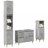 Gossi set mobilier de baie, 3 piese, gri beton, lemn compozit