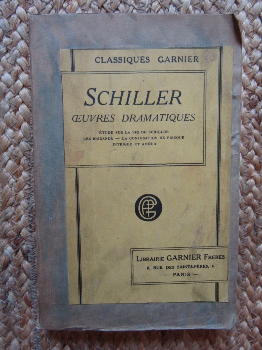OEUVRES DRAMATIQUES - SCHILLER 1923
